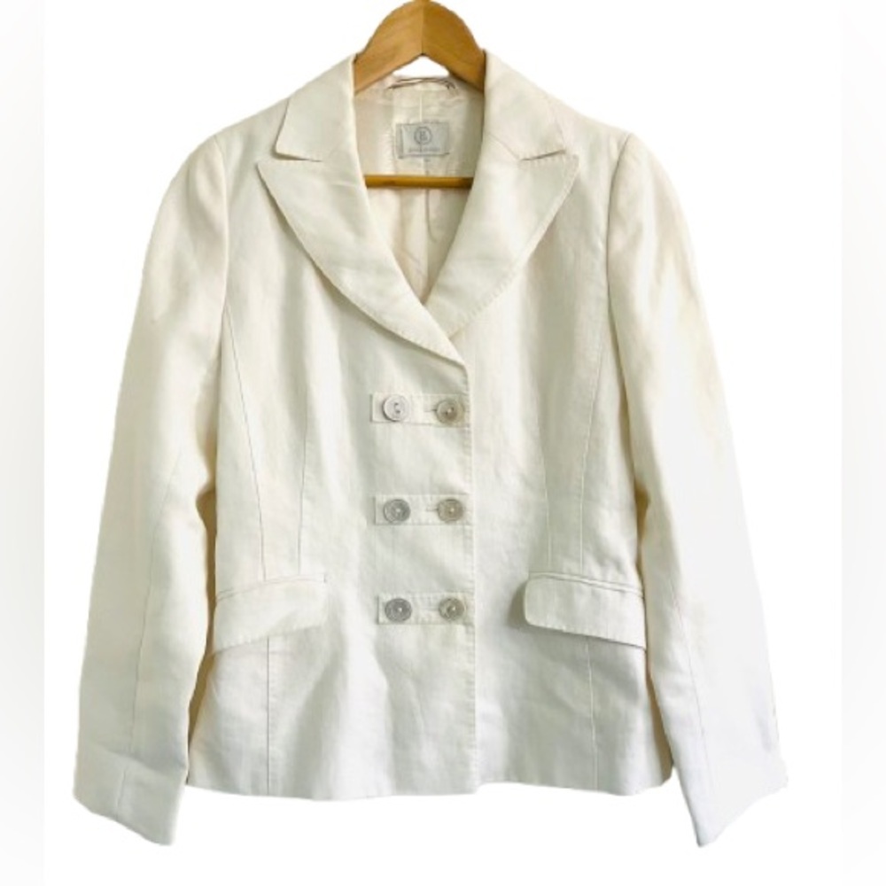 Vintage Sonia Bogner Off White Double Breasted Fully Lined Womens Blazer Size 36